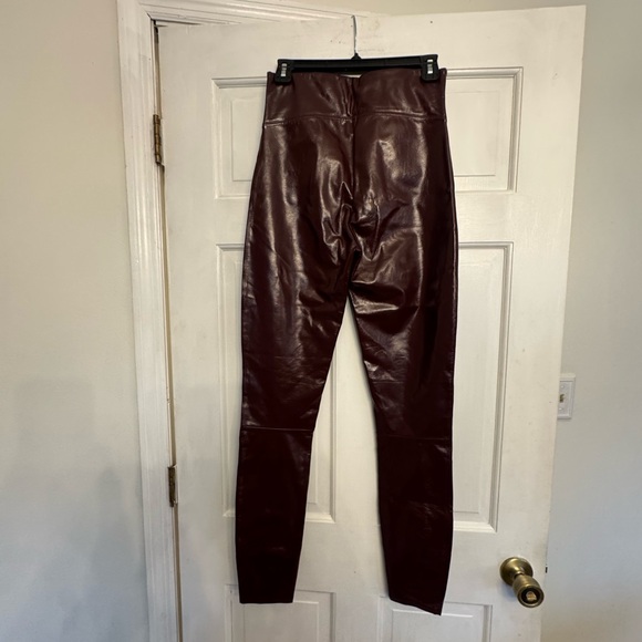 SPANX Deep Burgundy Faux Leather Leggings - Picture 3 of 4
